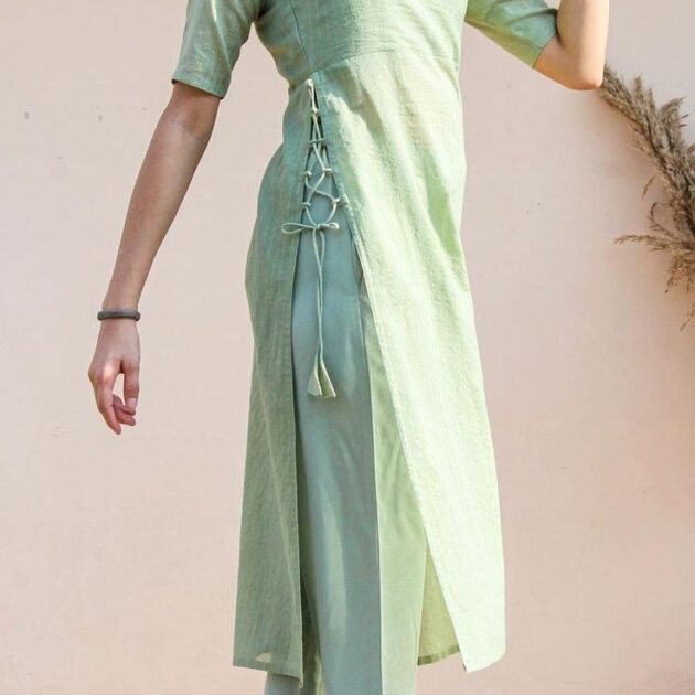 Purple Hand Block Printed Long Dress