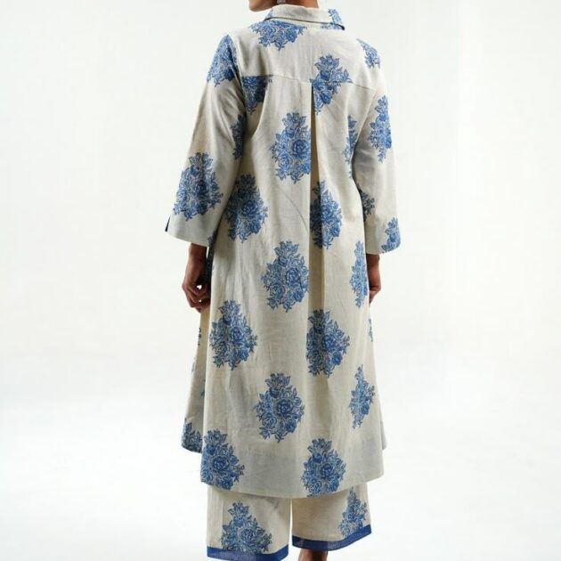 White Floral Printed Kurta