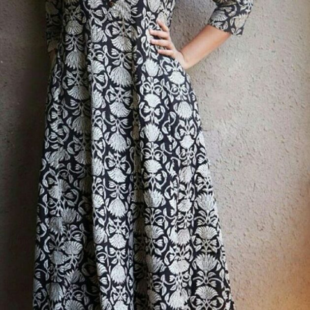 Bule Floral Printed Kurta