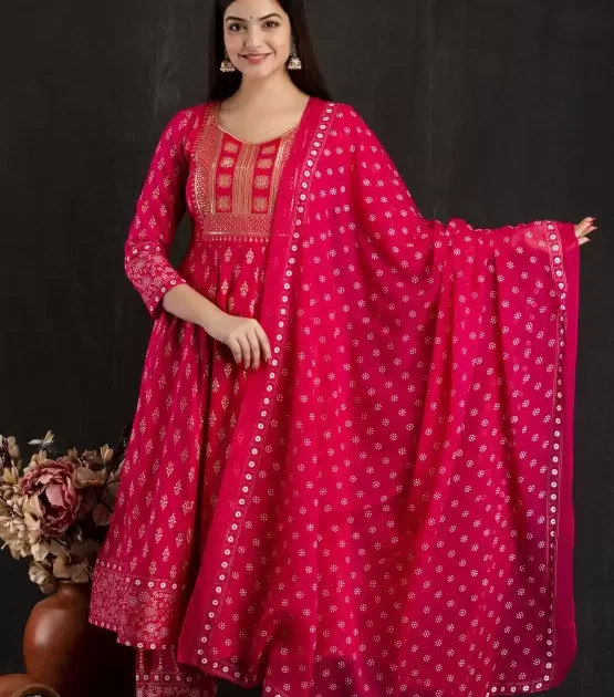 Women’s Rayon Printed Embroidery Kurta