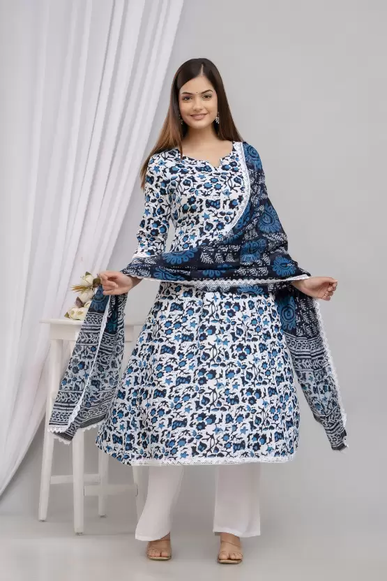 Women’s Rayon Printed Anarkali Kurta Pant and Dupatta Set - Image 5