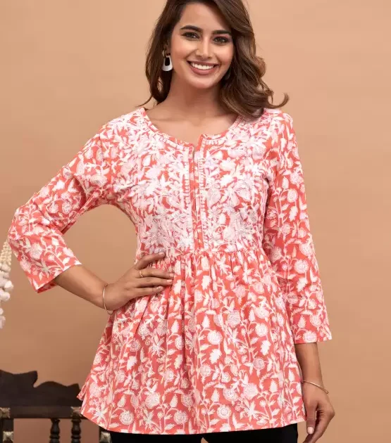 Women’s Cotton Printed Embroidered Top