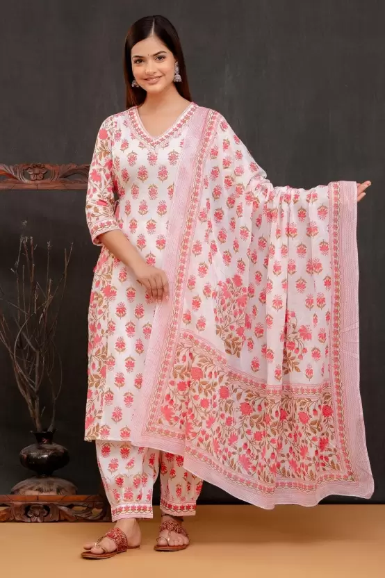 Women’s Cotton Printed Kurta Pant and Dupatta Set - Image 4