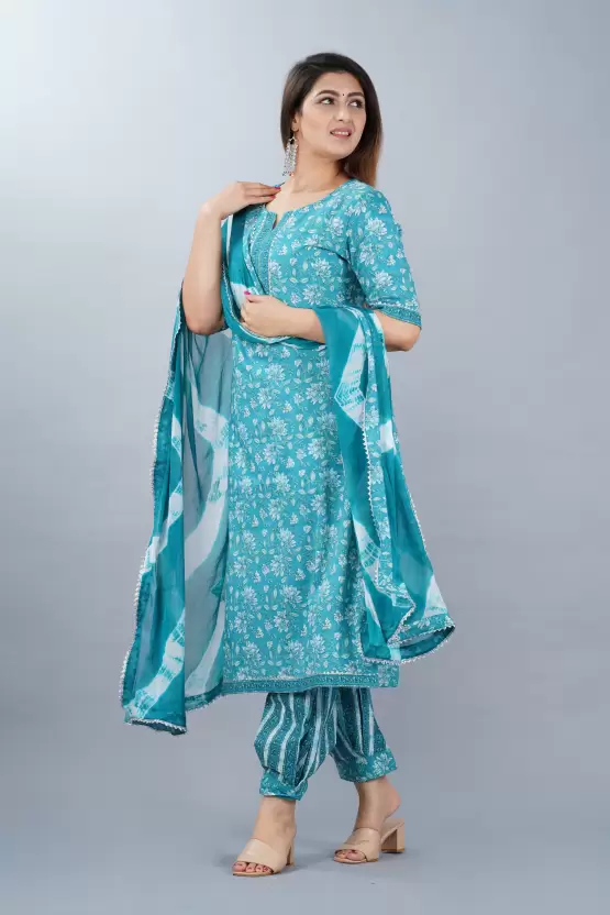 Women’s Cotton Printed Kurta Pant and Dupatta Set - Image 3